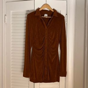 Brown With Jean mini dress